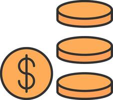 Coin Stack Line Filled Light Icon vector