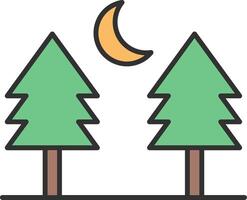 Pine tree Line Filled Light Icon vector