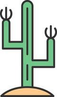 cactus línea lleno ligero icono vector