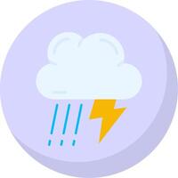 Thunder strom Glyph Flat Bubble Icon vector