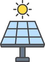 solar panel línea lleno ligero icono vector