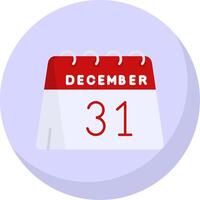 31 de diciembre glifo plano burbuja icono vector