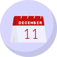 11 de diciembre glifo plano burbuja icono vector