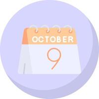 9th of October Glyph Flat Bubble Icon vector