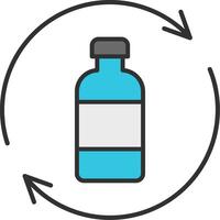 Bottle Recycling Line Filled Light Icon vector