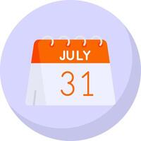 31 de julio glifo plano burbuja icono vector