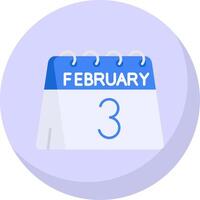 3rd of February Glyph Flat Bubble Icon vector