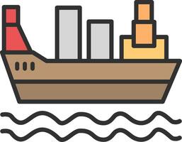 Cargo Ship Line Filled Light Icon vector