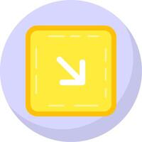 Down right arrow Glyph Flat Bubble Icon vector