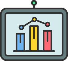 Bar Chart Line Filled Light Icon vector