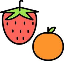 Fruta línea lleno ligero icono vector