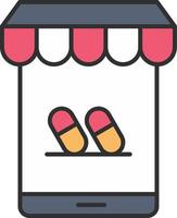 Online Pharmacy Line Filled Light Icon vector