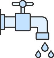Water Tap Line Filled Light Icon vector