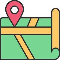 Map Line Filled Light Icon vector