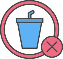 No bebidas línea lleno ligero icono vector