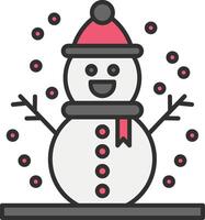 monigote de nieve línea lleno ligero icono vector