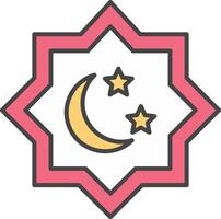 Islamic Star Line Filled Light Icon vector