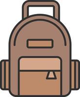 mochila línea lleno ligero icono vector