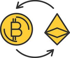 Ethereum Line Filled Light Icon vector