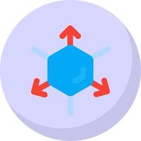 3d coordinate axis Glyph Flat Bubble Icon vector