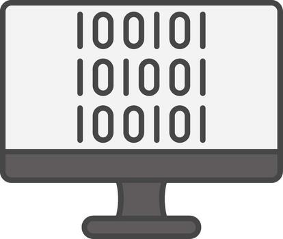 binario código línea lleno ligero icono vector