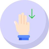 Three Fingers Down Glyph Flat Bubble Icon vector