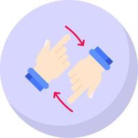 Rotate Two Hands Glyph Flat Bubble Icon vector