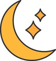 Moon Line Filled Light Icon vector