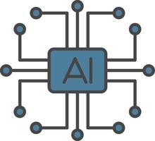 Artificial Intelligence Line Filled Light Icon vector