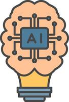 Artificial Intelligence Line Filled Light Icon vector