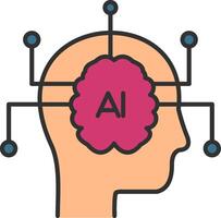 Artificial Intelligence Line Filled Light Icon vector