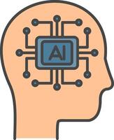 Artificial Intelligence Line Filled Light Icon vector