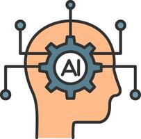 Artificial Intelligence Line Filled Light Icon vector