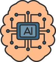Artificial Intelligence Line Filled Light Icon vector
