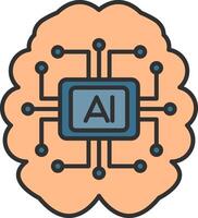 Artificial Intelligence Line Filled Light Icon vector