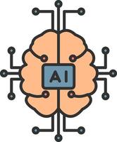 Artificial Intelligence Line Filled Light Icon vector