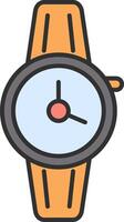 reloj de pulsera línea lleno ligero icono vector