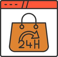 24 Hours Line Filled Light Icon vector