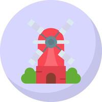 Windmill Glyph Flat Bubble Icon vector