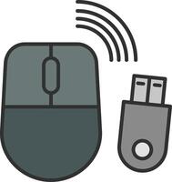 Wireless Mouse Line Filled Light Icon vector