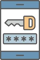 Password Line Filled Light Icon vector