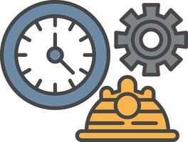 Working Hours Line Filled Light Icon vector