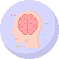 Brain Glyph Flat Bubble Icon vector