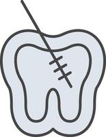 Root Canal Line Filled Light Icon vector