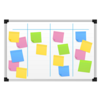 Board with Color Sticky Notes and Markers for Management. Weekly planner png
