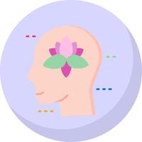 meditación glifo plano burbuja icono vector