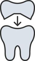 diente gorra línea lleno ligero icono vector