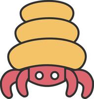 Hermit Crab Line Filled Light Icon vector