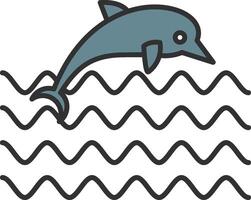 delfín línea lleno ligero icono vector