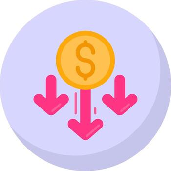 Decrease Glyph Flat Bubble Icon vector